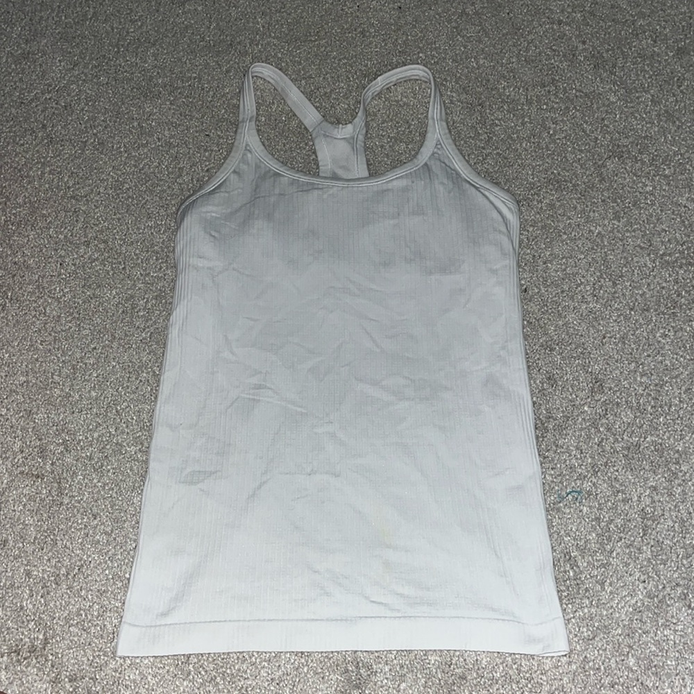 White Lulu lemon razorback tank top size 6